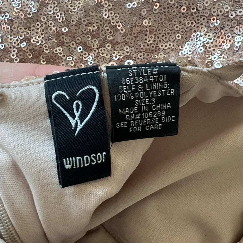 Windsor Champagne Sequin Mini dress with cutouts (Junior size 3) - Picture 4 of 4